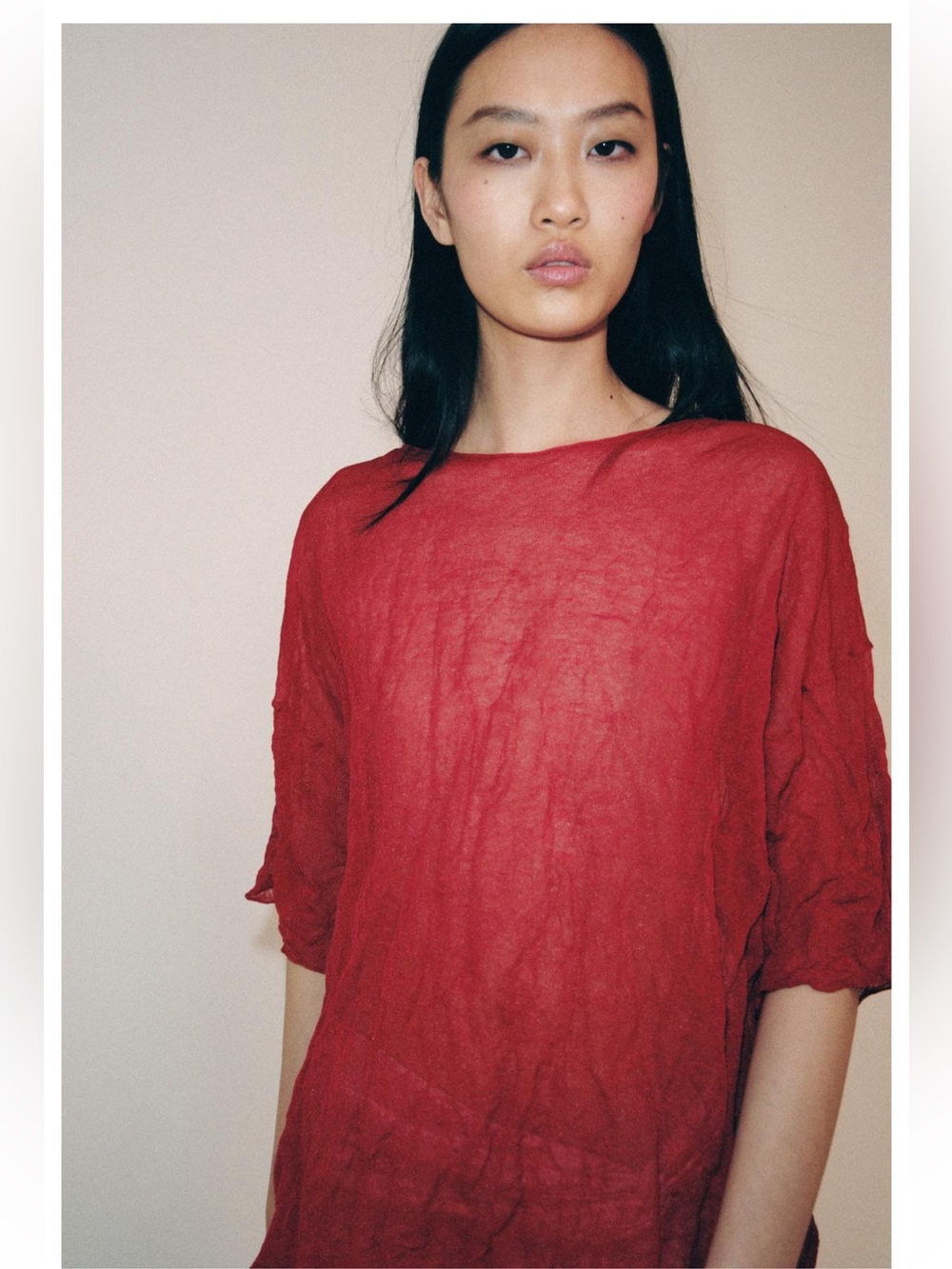 Zara WRINKLED EFFECT KNIT TOP